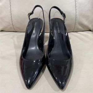 Marc Fisher Glossy Black Slingback Pumps